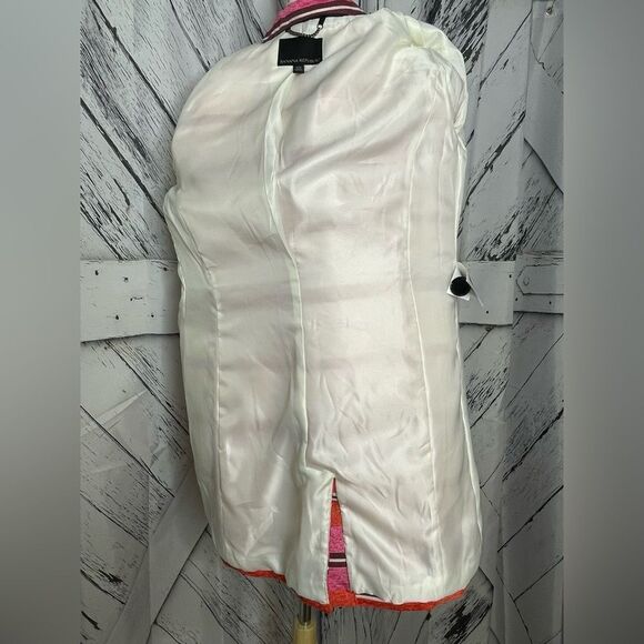 Banana Republic Pink Red Striped One Button Mid-Length Coat Blazer XS - Picture 8 of 11